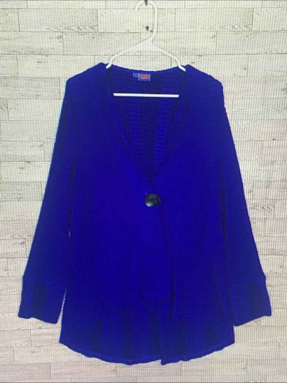 Tianello Royal Blue Single-Button Knit Tunic Top